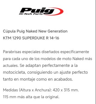 Cúpula Puig Naked KTM 1290 Superduke R