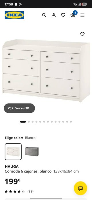 Cómoda HAUGA IKEA 6 cajones