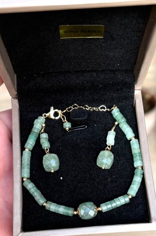 Conjunto de Pulsera y Pendientes de Aventurina