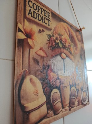 Tabla Decorativa de Madera Coffee Addict