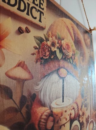 Tabla Decorativa de Madera Coffee Addict