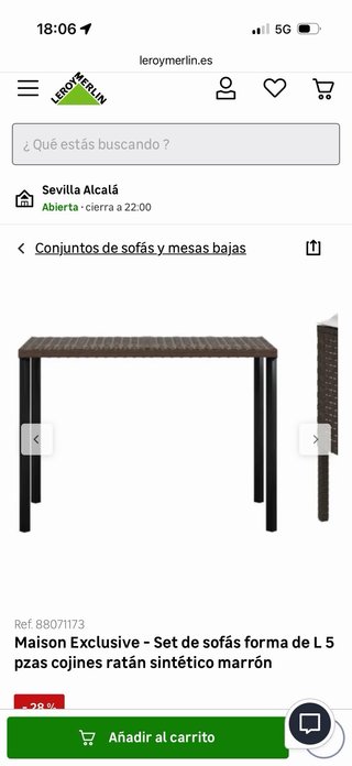 Conjunto rinconera terraza ratán marrón