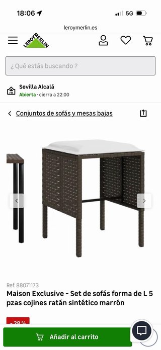 Conjunto rinconera terraza ratán marrón