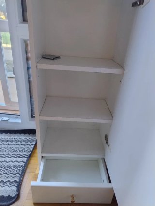 Armario auxiliar de baño blanco estrecho 86×24×35