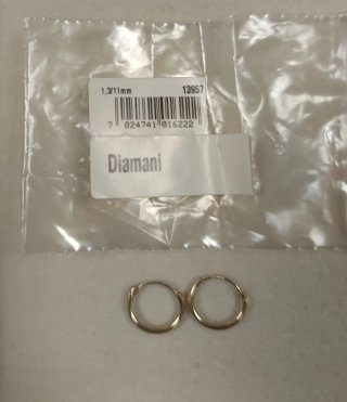 Pendientes Aro Oro Amarillo 14K Diamani