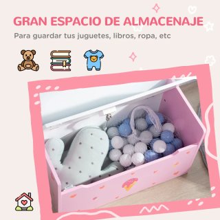 Banco con cassetta per bambini rosa