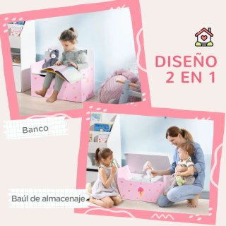 Banco con cassetta per bambini rosa