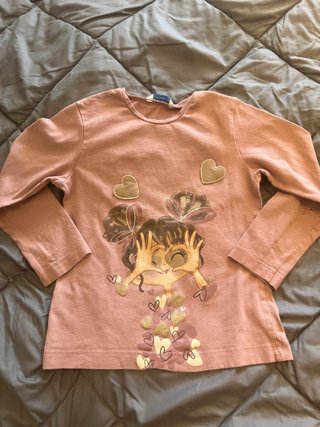Camiseta Mayoral Rosa Corazones Talla 7