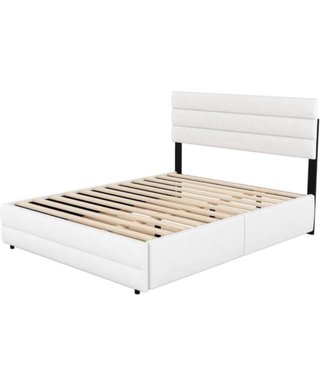 Cama Doble color blanco tapizada