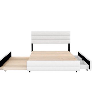Cama Doble color blanco tapizada