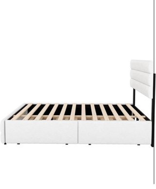 Cama Doble color blanco tapizada