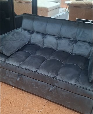 Sofá Cama Matrimonio Gris Terciopelo