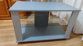 Mesa TV moderna con 2 baldas de cristal
