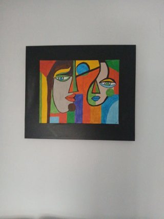 Cuadro al óleo estilo cubista