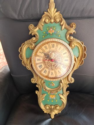 Reloj de pared Vintage estilo Rococó. En escayola.