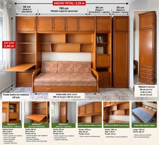 Mueble puente dormitorio  cama nido y escritorio