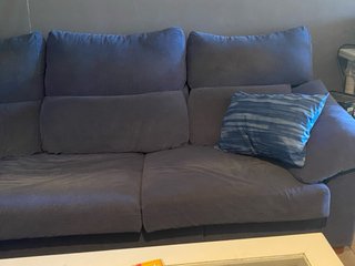 Sofá 3 plazas con chaise longue azul