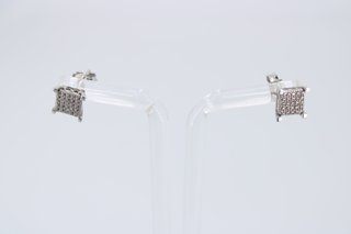 Par Pendientes Oro Blanco 18K