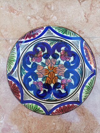 Plato Cerámica Española Vintage Pintado Mano 31ct