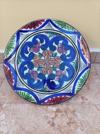 Plato Cerámica Española Vintage Pintado Mano 31ct