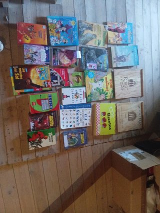 Cajas con libros infantiles
