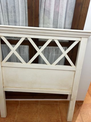 Cabecero de cama 90cm madera blanco envejecido