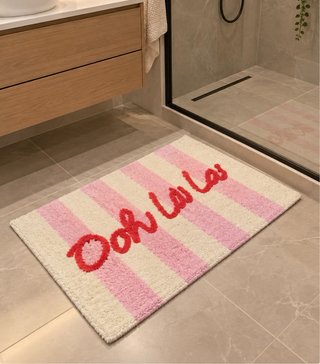 Alfombra baño Rosa y Blanca