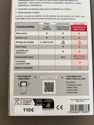 Calculadora Gráfica TI-83 Premium CE