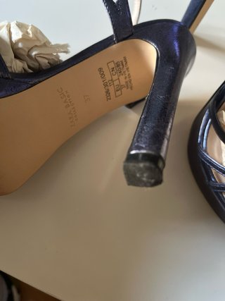 Sandalias ZARA BASIC azul metalizado plataforma