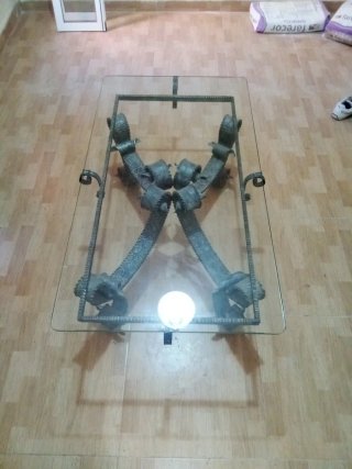 Mesa de Centro Vintage de Metal y Cristal