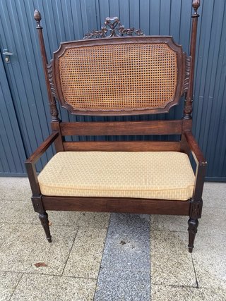 Banco rústico madera y ratán