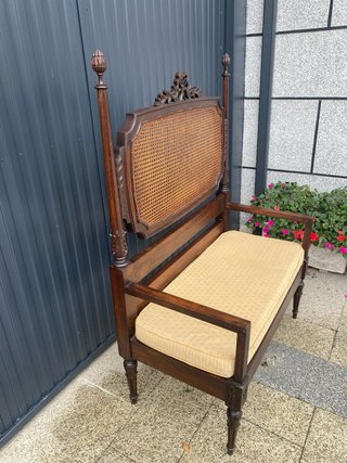 Banco rústico madera y ratán