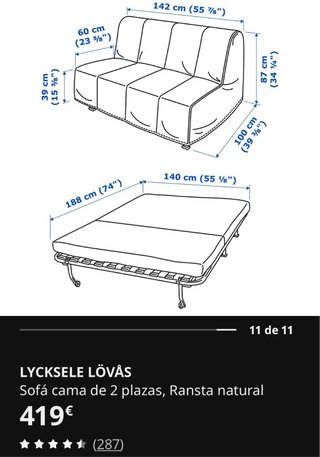 Sofá cama plegable Ikea azul