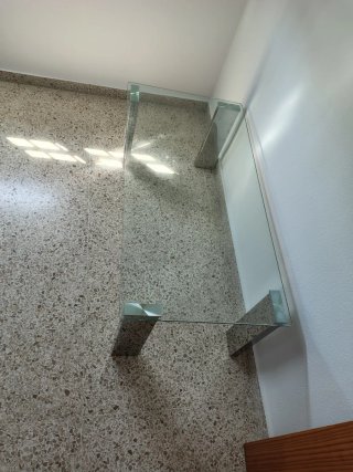 Mesa de centro cristal y metal
