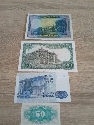 Lote 4 Billetes Pesetas España