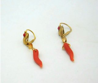 Pendientes Oro 18k y Coral Largo