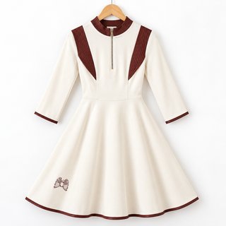 Nuevo Vestido beige denim elástico+ fajín ecopiel