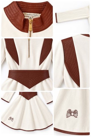 Nuevo Vestido beige denim elástico+ fajín ecopiel