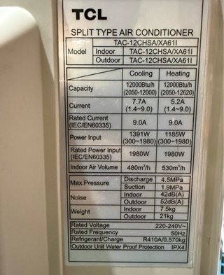 Aire Acondicionado TCL 3.5kW Nuevo