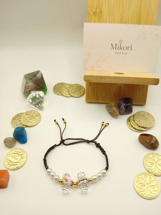 Pulsera Trenzada negra con Perlas y Balines