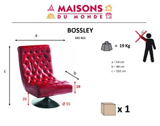 Sillón Bossley Maisons du Monde rojo