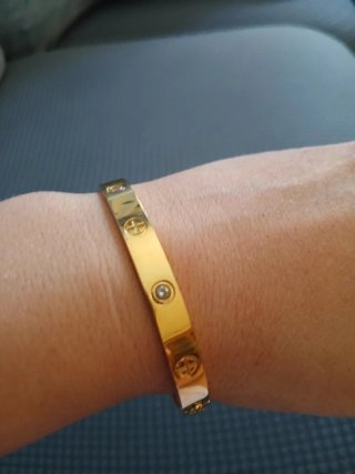 Pulsera Brazalete Dorada de Acero