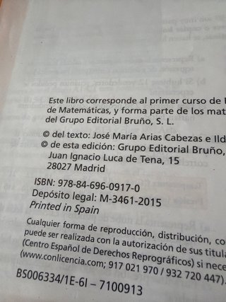 Matemáticas, Bachillerato 1