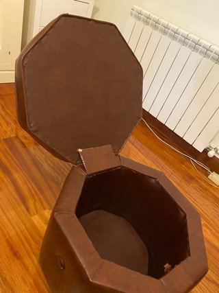 Puff Reposapiés de piel con Almacenaje