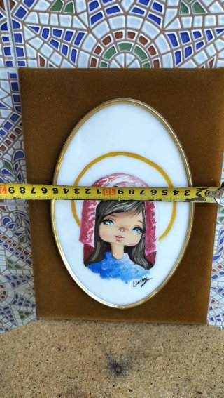 Cuadro Vintage Virgen Estilo Big Eyes