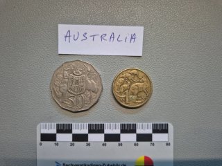 Monedas de Australia 50 centavos y 1 dólar