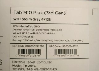 Lenovo Tab M10 Plus 3ra Gen 4+128GB