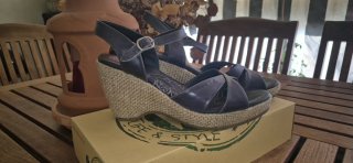 Sandalias Panama Jack Piel Talla 40 Azul Marino