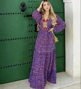 Vestido Boho Morado Estampado