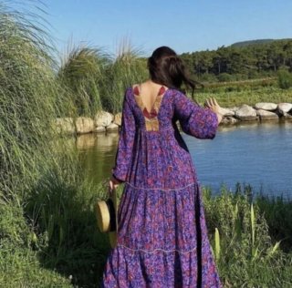 Vestido Boho Morado Estampado